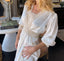 30s Vintage Radcliffe Ivory Satin Lace Peignoir Bridal Lace Trim Slip and Duster Set