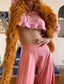 60s Vintage Bubble Gum Pink Boucle Knit Cropped Cardigan Puff Sleeve Sweater