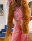 60s Vintage Bubble Gum Pink Boucle Knit Cropped Cardigan Puff Sleeve Sweater