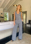 90s Vintage Jay Lerbret pour BIS Railroad Stripe 3-Piece Pant Suit | Hickory Stripe Vest & Trouser Set