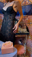 90s Vintage Victoria's Secret Black Sheer Slip Dress with Matching Thong y2k Set