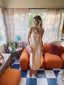 30s Vintage Peach Lace Trim Silk Slip Dress Antique Boho Bridal Lingerie