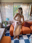 30s Vintage Peach Lace Trim Silk Slip Dress Antique Boho Bridal Lingerie