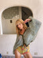 Vintage Inspired LEBOUDIOR Handknit Green Cardigan