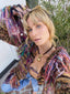 70s Vintage Art To Wear Hand Knit Striped Fringe Duster Jacket