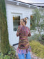 70s Vintage Art To Wear Hand Knit Striped Fringe Duster Jacket