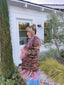70s Vintage Art To Wear Hand Knit Striped Fringe Duster Jacket