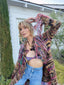 70s Vintage Art To Wear Hand Knit Striped Fringe Duster Jacket