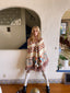 Cream and terracotta 70s fringed capelet