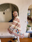 Novelty intarsia knit poncho by Sabra detail