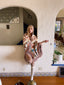 Hooded vintage Sabra fringe cape full body shot