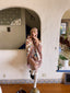 Cream and terracotta 70s fringed capelet