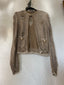 00s Vintage BALMAIN Paris Metallic Gold Distressed Knit Jacket y2k Chainmail Mesh Cardigan
