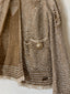 00s Vintage BALMAIN Paris Metallic Gold Distressed Knit Jacket y2k Chainmail Mesh Cardigan