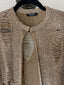00s Vintage BALMAIN Paris Metallic Gold Distressed Knit Jacket y2k Chainmail Mesh Cardigan