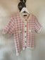 90s Vintage BALMAIN Pink & White Houndstooth Knit Short Sleeve Cardigan with Gold Buttons