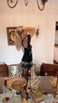 90s Vintage ROGIANI Netted Macramé Beaded Black Mesh Duster y2k