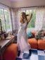 30s Vintage Lace Trim Sheer Maxi Slip Boho Style Pink Bridal Lingerie Dress