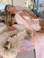 30s Vintage Christian Dior Silk Boudoir Cape | Pink Antique Lace Peignoir Duster VTG