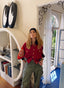 90s Vintage Ozbek Red Embellished Beaded Bomber Jacket