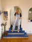 70s Vintage Big Mac Denim Overalls Engineer Blue and White Stripe Jumpsuit