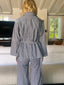 90s Vintage Jay Lerbret pour BIS Railroad Stripe 3-Piece Pant Suit | Hickory Stripe Vest & Trouser Set