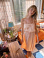 30s Vintage Peach Midi Slip Nightie | Sheer Lace Dress Antique Boho Nightgown VTG