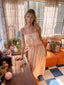 30s Vintage Peach Midi Slip Nightie | Sheer Lace Dress Antique Boho Nightgown VTG