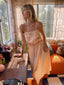 30s Vintage Peach Midi Slip Nightie | Sheer Lace Dress Antique Boho Nightgown VTG