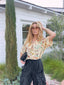 90s Vintage 7 by Todd Oldham Silk Map Print Blouse