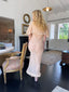 20s Vintage Silk Chiffon Peach Gown with Ruffle Capelet Antique Boho Bridal Boudoir