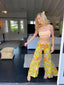 70s Vintage Geno California Sheer Linen Blend Wide-Leg Trouser Psychedelic Mod Floral Pant