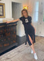 90s Vintage Joseph Ribkoff Black Midi Dress VTG