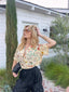 90s Vintage 7 by Todd Oldham Silk Map Print Blouse