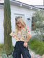 90s Vintage 7 by Todd Oldham Silk Map Print Blouse