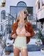 70s Vintage Brown Suede Cropped Copper Thrashed Jacket