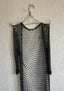 90s Vintage ROGIANI Netted Macramé Beaded Black Mesh Duster y2k