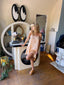20s Vintage Peach Silk Lace Trim Romper Slip Antique Playsuit