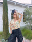 90s Vintage 7 by Todd Oldham Silk Map Print Blouse