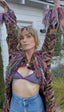 70s Vintage Art To Wear Hand Knit Striped Fringe Duster Jacket