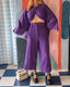 90s Vintage Karl Lagerfeld Violet Wool Coat & Trouser Set | Sculptural Power Ensemble