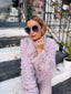 00s Just Cavalli Lilac Fur and Leather Jacket | Roberto Cavalli Vintage Coat