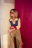 70s Vintage Paul Maris San Francisco Knit Polo | Mod Plaid Color Block Cropped Sweater