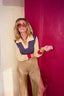 70s Vintage Paul Maris San Francisco Knit Polo | Mod Plaid Color Block Cropped Sweater