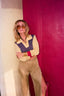 70s Vintage Paul Maris San Francisco Knit Polo | Mod Plaid Color Block Cropped Sweater