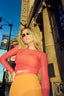 Contemporary Simon Miller Pluto Mesh Sunset Set | Ruched Mesh Top & Midi Skirt