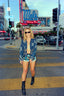 Contemporary Karina Grimaldi Beaded Hot Shorts | Black & Blue Embellished Statement Shorts