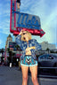 80s Vintage Studded Denim Cropped Bomber Jacket | Sculptural Puff Sleeve Patchwork Jacket
