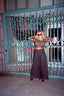 70s Vintage Lilli Diamond Black + Orange High Waist Suspender Wide Leg Palazzo Pants