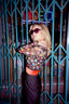 70s Vintage Lilli Diamond Black + Orange High Waist Suspender Wide Leg Palazzo Pants